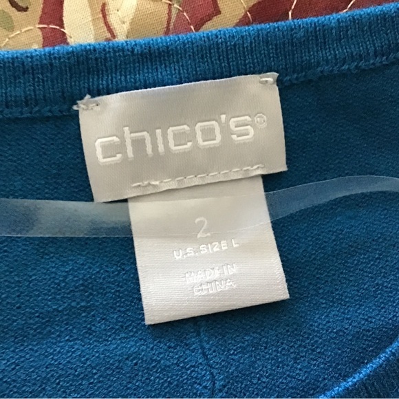Chicos Sweater . Size 2 Color. Teal - Picture 3 of 7